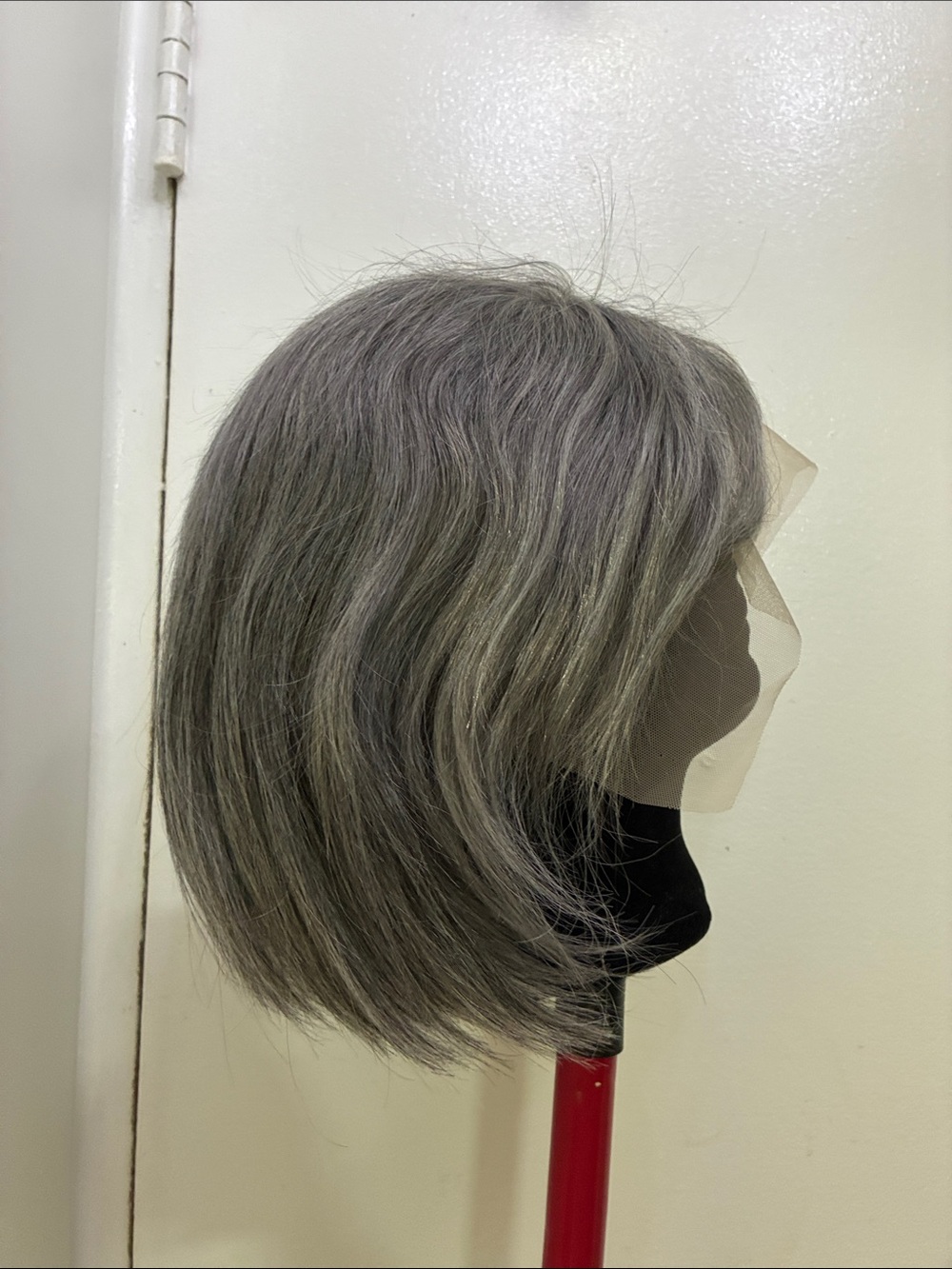 Grey bob human hair lace front wig